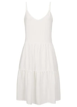 JACQUELINE DE YONG JDY By ONLY Damen Kleid Mit V-Neck Und Volant Weiss