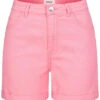 ONLY Damen High-Waist Mom Fit Jeans Shorts Mit Beinumschlag 5-Pockets Sachet Pink
