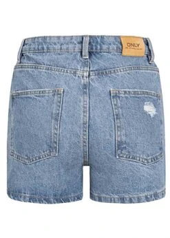 ONLY Damen NOOS High-Waist Mom-Fit Shorts 5-Pockets Destroyed Look Medium Blau D. -Onlyy Kleidung Geschaft 22050058 2