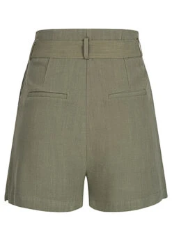 VILA Damen Viskose Leinen High-Waist Shorts 2-Pockets Bindegürtel Four Leaf Oliv -Onlyy Kleidung Geschaft 22050135 2