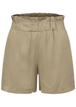 ONLY Damen High-Waist Viskose Paperbag Shorts 2-Pockets Ziernähte Mermaid Oliv