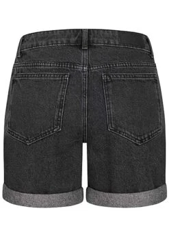 VILA Damen High-Waist Denim Shorts Mit Beinumschlag 5-Pockets Schwarz -Onlyy Kleidung Geschaft 22050229 2