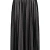 VILA Damen NOOS Midi Faltenrock Mit Elast. Bund Leicht Glänzend Schwarz