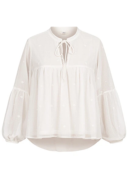 ONLY Damen Langarm Top Mit Bindedetail Und V-Neck Cloud Dancer Weiss 1 ONLY Damen Langarm Top Mit Bindedetail Und V-Neck Cloud Dancer Weiss