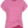 ONLY Damen T-Shirt Mit Knotendetail Vorn Super Pink