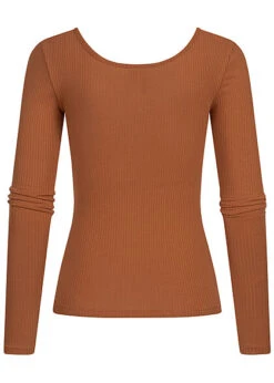 Pieces Damen NOOS Ribbed Longsleeve 4 Druckknöpfe Mocha Bisque Braun -Onlyy Kleidung Geschaft 22060105 1
