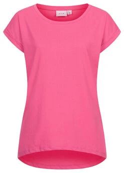 VILA Damen NOOS Vokuhila T-Shirt Mit Ärmelumschlag Fandango Pink