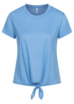 ONLY Damen Basic T-Shirt Mit Bindedetail Zum Knoten Vorne All Aboard Blau