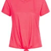 ONLY Damen Basic T-Shirt Mit Bindedetail Zum Knoten Vorne Geranium Dunkel Pink
