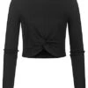 Noisy May Damen NOOS Leichter Longsleeve Pullover Mit Drehdetail Vorne Schwarz