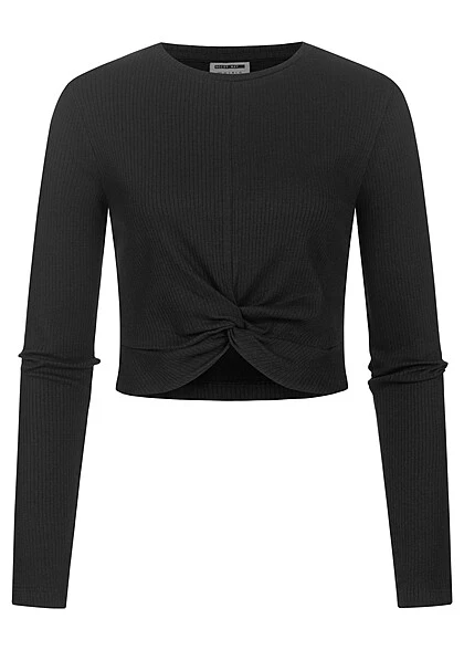 Noisy May Damen NOOS Leichter Longsleeve Pullover Mit Drehdetail Vorne Schwarz 1 Noisy May Damen NOOS Leichter Longsleeve Pullover Mit Drehdetail Vorne Schwarz