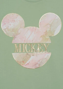 Seventyseven Lifestyle Damen Disney T-Shirt Mickey Mouse Print Grün Gold -Onlyy Kleidung Geschaft 22069011 2