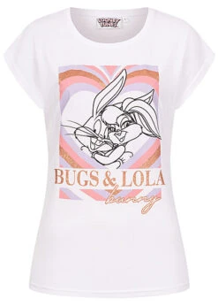 Seventyseven Lifestyle Damen Looney Tunes T-Shirt Bugs Bunny And Lola Print Weiss Mc