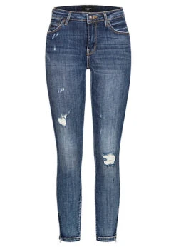 Vero Moda Damen NOOS Jeans Hose Mit 5-Pockets Destroyed Look Medium Blau Denim
