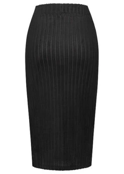 Vero Moda Damen Ribbed High-Waist Rock Mit Gummibund Schwarz Melange -Onlyy Kleidung Geschaft 22070043 2