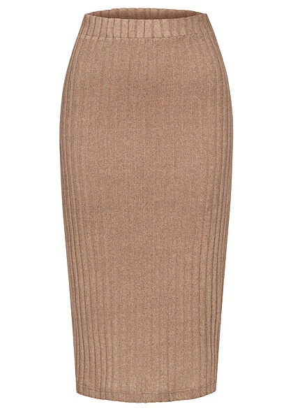 Vero Moda Damen Ribbed High-Waist Rock Mit Gummibund Silver Mink Braun Melange 1 Vero Moda Damen Ribbed High-Waist Rock Mit Gummibund Silver Mink Braun Melange