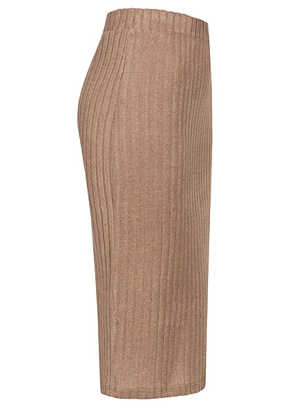 Vero Moda Damen Ribbed High-Waist Rock Mit Gummibund Silver Mink Braun Melange 2 Vero Moda Damen Ribbed High-Waist Rock Mit Gummibund Silver Mink Braun Melange – Bild 2