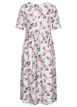 Pieces Damen V-Neck Kleid Mit Bindedetail U. Blumenprint Kentucky Blau -Onlyy Kleidung Geschaft 22070125 2