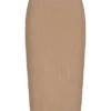 Pieces Damen NOOS Mid-Waist Rock Mit Elastischem Bund Strukturstoff S. Mink Braun