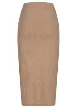 Pieces Damen NOOS Mid-Waist Rock Mit Elastischem Bund Strukturstoff S. Mink Braun -Onlyy Kleidung Geschaft 22070150 2