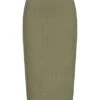 Pieces Damen NOOS Mid-Waist Rock Mit Elastischem Bund Strukturstoff Deep Lichen Grün