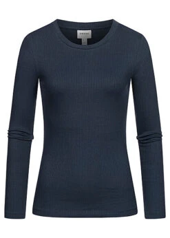 Aware By Vero Moda Damen NOOS Ribbed Longsleeve Navy Blau