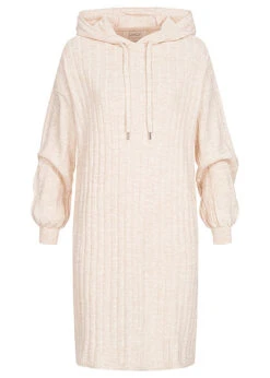 ONLY Damen Strickkleid Mit Kapuze Und Strukturstoff Pumice Stone Beige