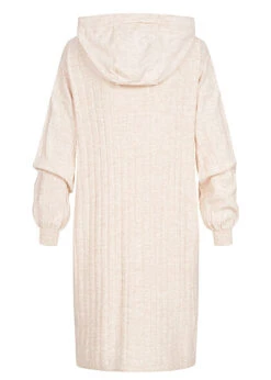 ONLY Damen Strickkleid Mit Kapuze Und Strukturstoff Pumice Stone Beige -Onlyy Kleidung Geschaft 22080138 2