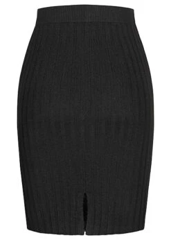 Pieces Damen NOOS High-Waist Strickrock Mit Gummibund Strukturstoff Schwarz -Onlyy Kleidung Geschaft 22090259 2