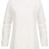 Cloud5ive Damen Langarm Shirt Longsleeve Mit Seitl. Schlitzen Weiss