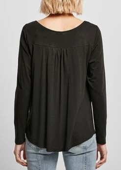 Urban Classics Damen Viskose Longsleeve Mit Knopfleiste Schwarz -Onlyy Kleidung Geschaft 22110028 2