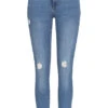 Vero Moda Damen Slim Fit Jeans Hose Mit 5-Pockets Destroyed Look Medium Blau Denim