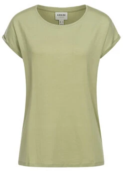 Vero Moda Damen NOOS T-Shirt Top Mit Ärmelumschlag Reseda Grün