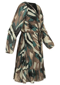 Cloud5ive Damen Chiffon-Kleid Wickeloptik Mit V-Neck Und Allover Print Multicolor -Onlyy Kleidung Geschaft 22126606 2