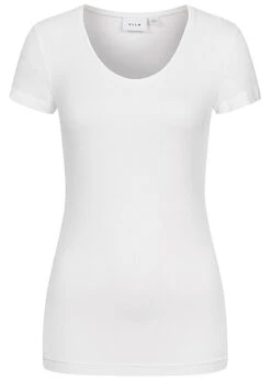 VILA Damen NOOS Basic T-Shirt Mit Rundhals Weiss
