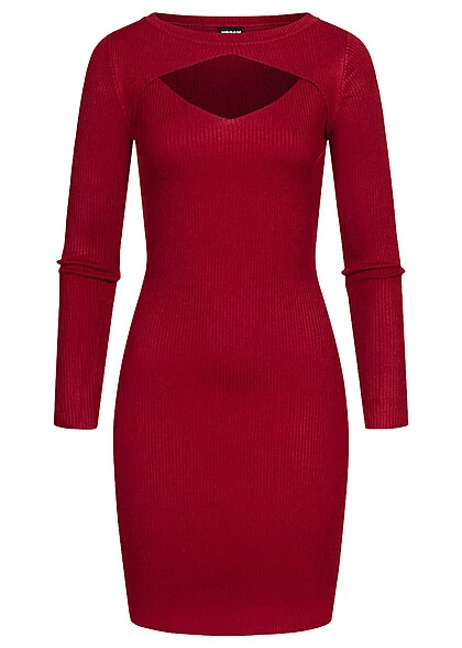 Urban Classics Damen Kleid Langarm Und Cut Out Ausschnitt Burgundy Rot 2 Urban Classics Damen Kleid Langarm Und Cut Out Ausschnitt Burgundy Rot – Bild 2