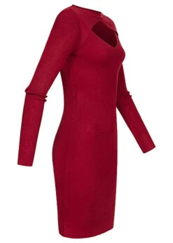 Urban Classics Damen Kleid Langarm Und Cut Out Ausschnitt Burgundy Rot 6 Urban Classics Damen Kleid Langarm Und Cut Out Ausschnitt Burgundy Rot -Onlyy Kleidung Geschaft 23010030 2