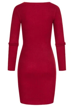 Urban Classics Damen Kleid Langarm Und Cut Out Ausschnitt Burgundy Rot 7 Urban Classics Damen Kleid Langarm Und Cut Out Ausschnitt Burgundy Rot -Onlyy Kleidung Geschaft 23010030 3
