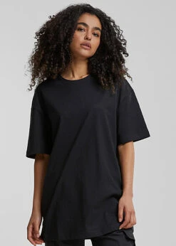 Urban Classics Damen Oversized Basic T-Shirt Mit Rundhals Schwarz