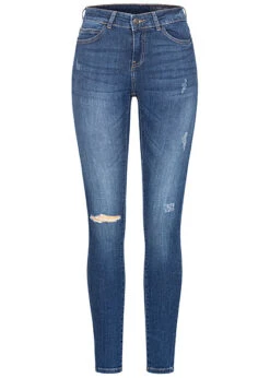 Noisy May Damen NOOS Skinny Jeans Hose Mit 5-Pockets Und Destroyed-look Medium Blau