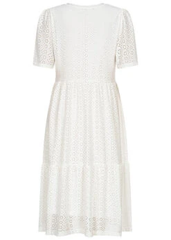 Aiki Damen Longform Kurzarm Kleid Mit Lochmuster Off Weiss -Onlyy Kleidung Geschaft 23020100 2