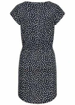 ONLY Damen NOOS Kurzarm Kleid Mit Bindedetail AOP Blumen Night Sky Navy Blau -Onlyy Kleidung Geschaft 23020277 2