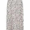 VILA Damen NOOS Midi Plissee Rock Mit Allover Print Und Gummibund Brich Grau