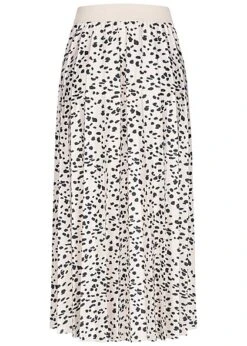 VILA Damen NOOS Midi Plissee Rock Mit Allover Print Und Gummibund Brich Grau -Onlyy Kleidung Geschaft 23030006 2