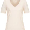 VILA Damen NOOS Basic T-Shirt Mit V-Neck Birch Beige Melange
