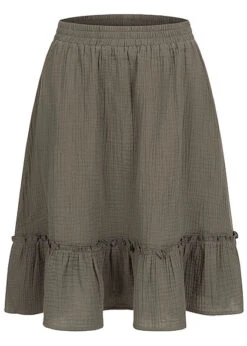 Aiki Damen Stufenrock Mit Gummibund Khaki
