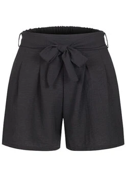 Cloud5ive Damen Musselin Shorts Mit Bindegürtel Schwarz