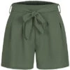 Cloud5ive Damen Musselin Shorts Mit Bindegürtel Khaki