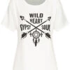 Cloud5ive Damen T-Shirt Wild Heart Print Weiss