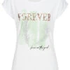 Cloud5ive Damen T-Shirt Mit Forever Feder Print Weiss